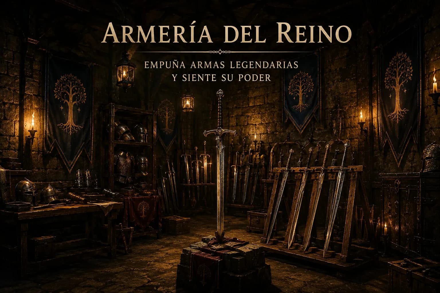 Armería del reino: empuña armas legendarias y siente su poder